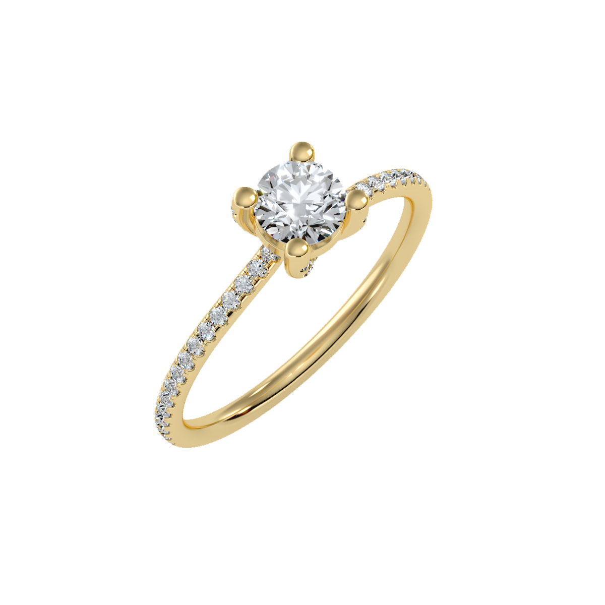 Rose Gold Hidden Halo Diamond Engagement Ring With Pav Band - Eleven
