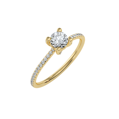 Rose Gold Hidden Halo Diamond Engagement Ring With Pav Band - Eleven