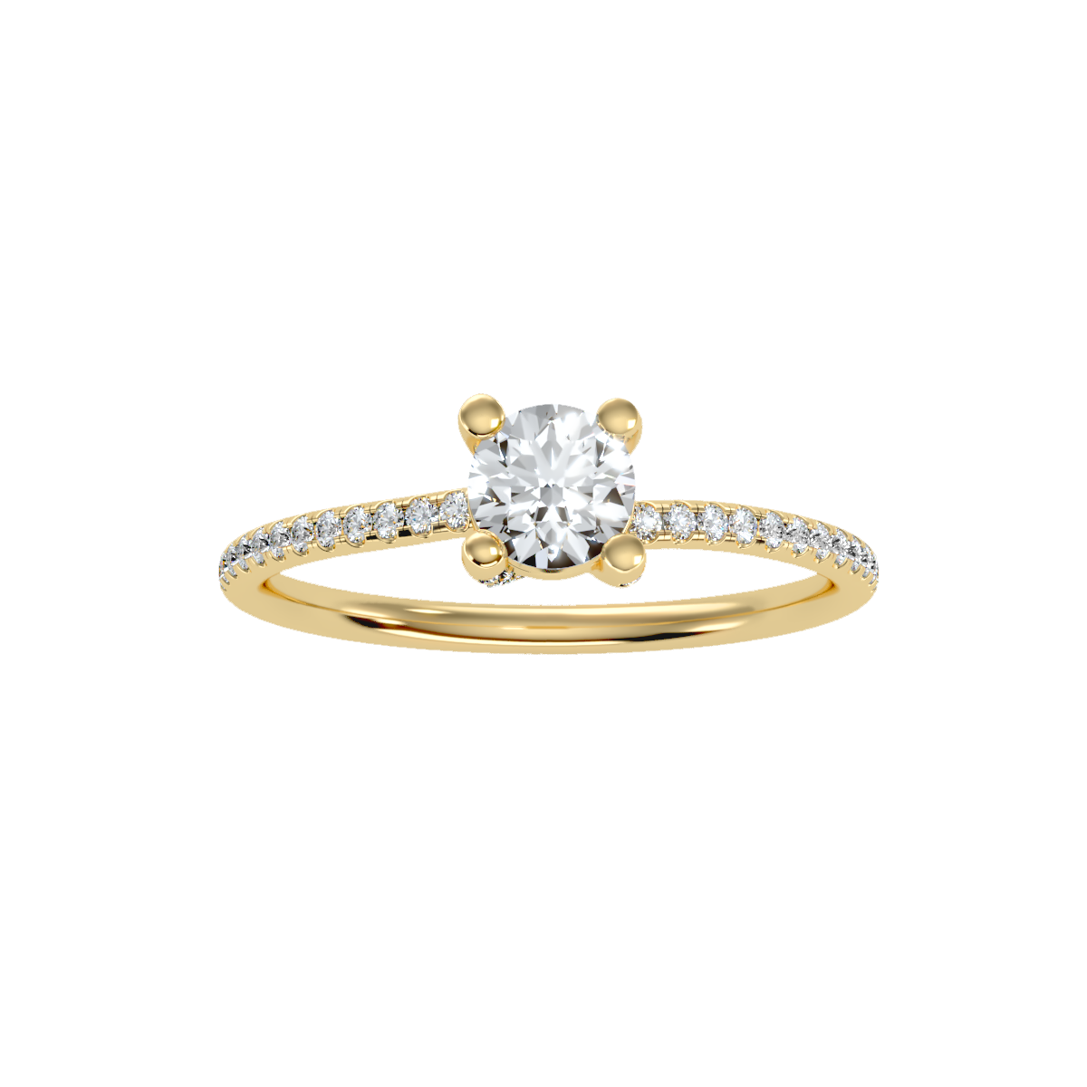 Rose Gold Hidden Halo Diamond Engagement Ring With Pav Band - Thirteen