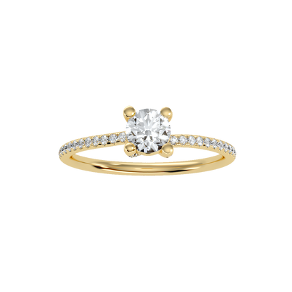 Rose Gold Hidden Halo Diamond Engagement Ring With Pav Band - Thirteen