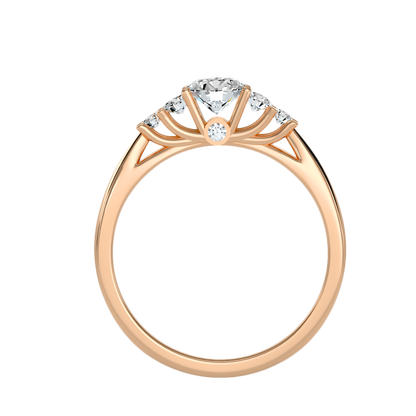 Rose Gold Diamond Engagement Ring With Side Stones And Crown Setting - One