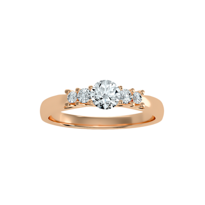 Rose Gold Diamond Engagement Ring With Side Stones And Crown Setting - Five