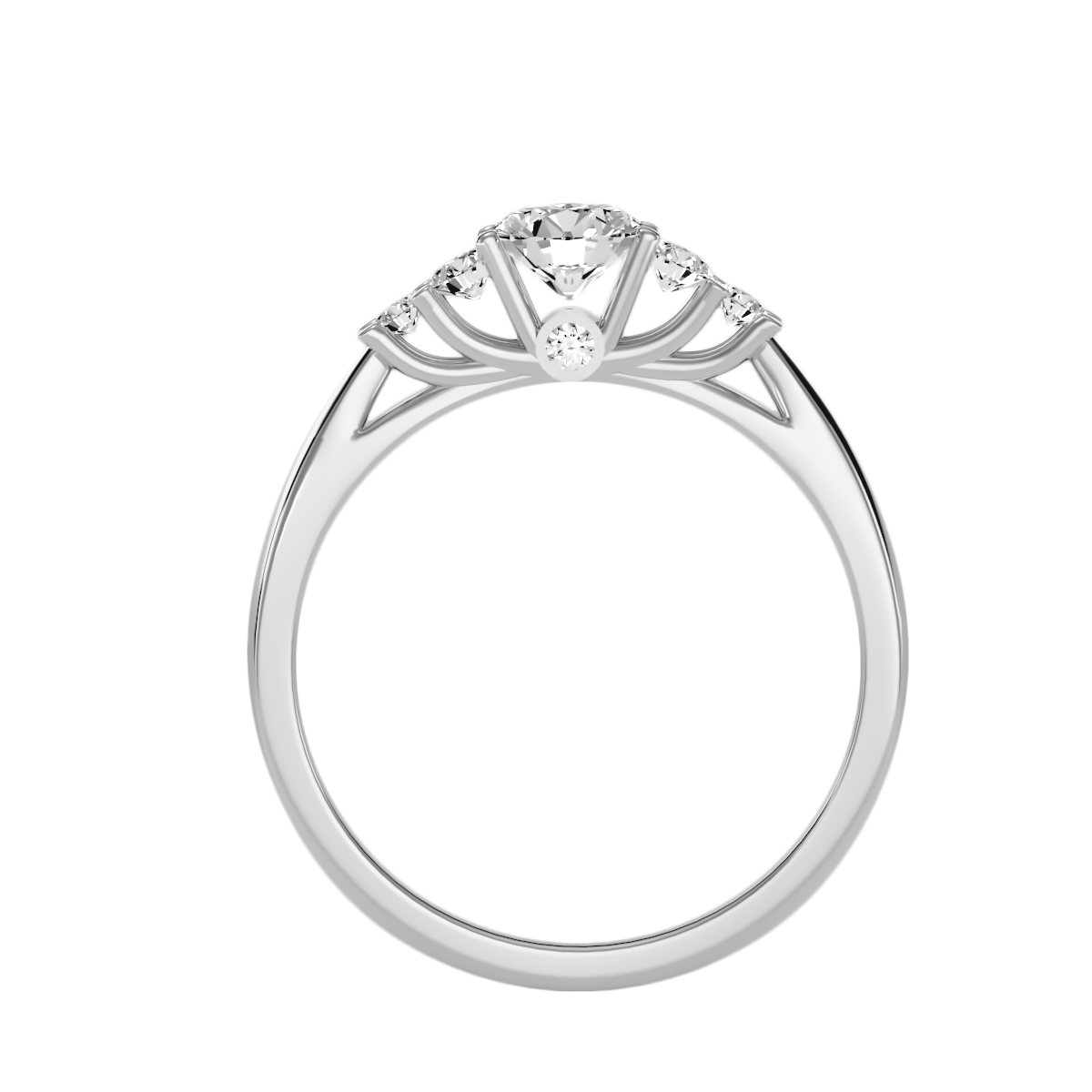 Rose Gold Diamond Engagement Ring With Side Stones And Crown Setting - Six