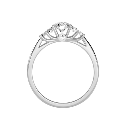 Rose Gold Diamond Engagement Ring With Side Stones And Crown Setting - Six