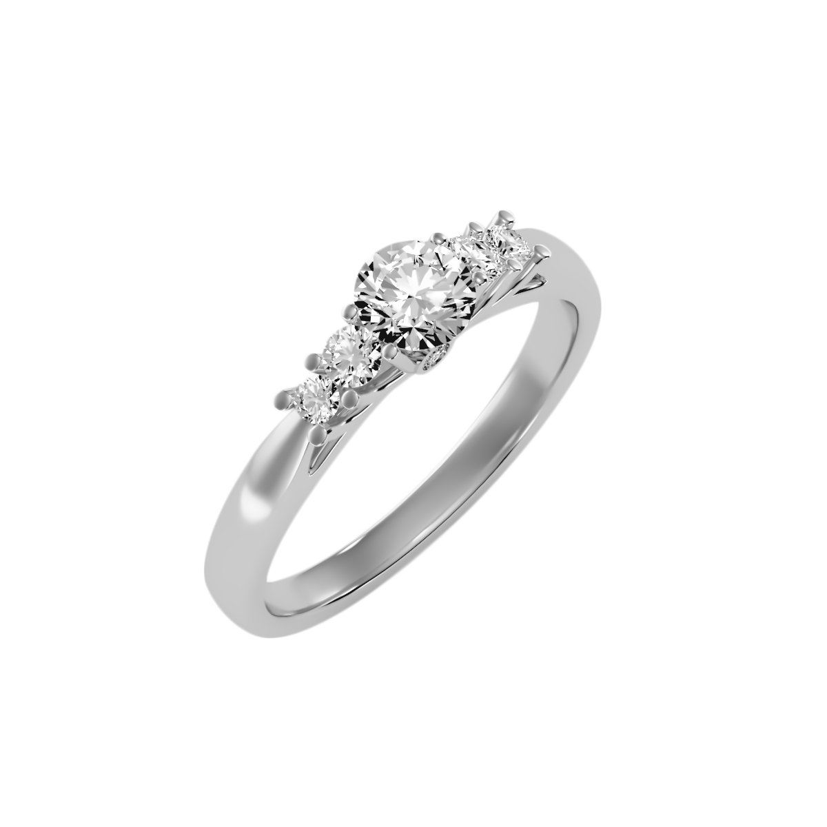 Rose Gold Diamond Engagement Ring With Side Stones And Crown Setting - Seven