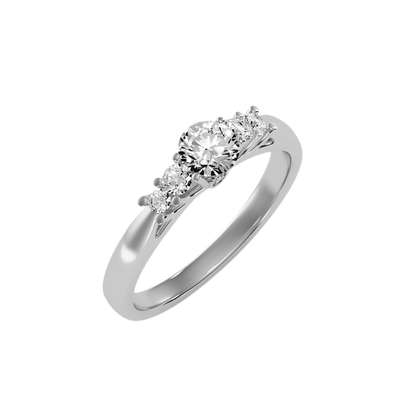 Rose Gold Diamond Engagement Ring With Side Stones And Crown Setting - Seven
