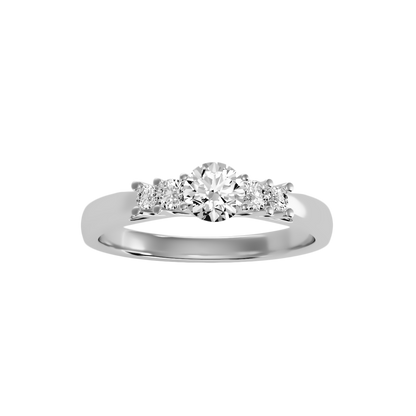 Rose Gold Diamond Engagement Ring With Side Stones And Crown Setting - Nine