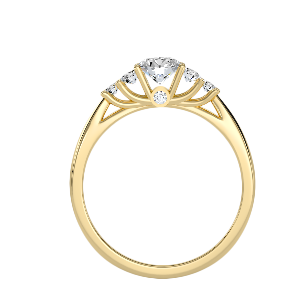 Rose Gold Diamond Engagement Ring With Side Stones And Crown Setting - Ten
