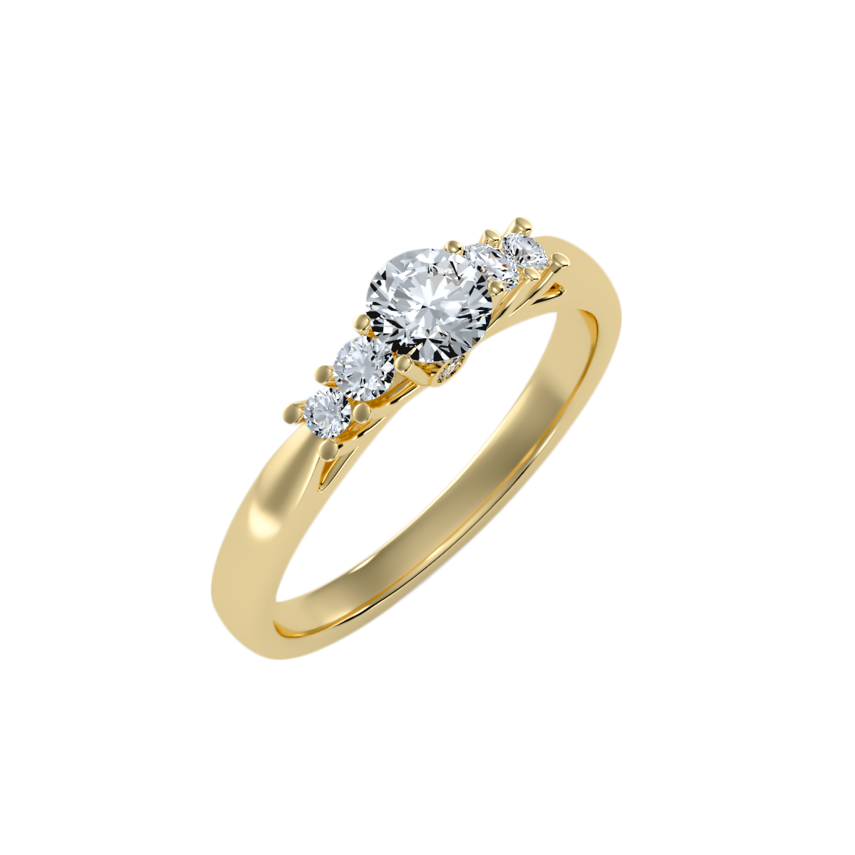 Rose Gold Diamond Engagement Ring With Side Stones And Crown Setting - Eleven