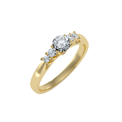 Rose Gold Diamond Engagement Ring With Side Stones And Crown Setting - Eleven