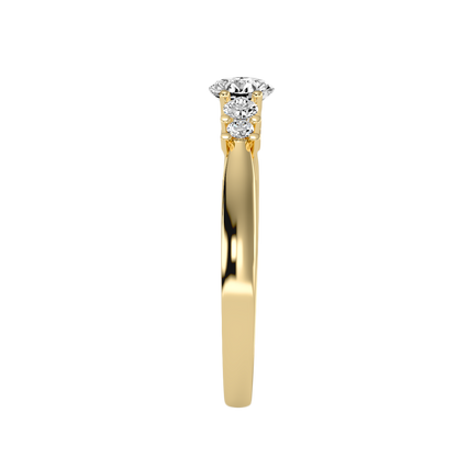 Rose Gold Diamond Engagement Ring With Side Stones And Crown Setting - Twelve