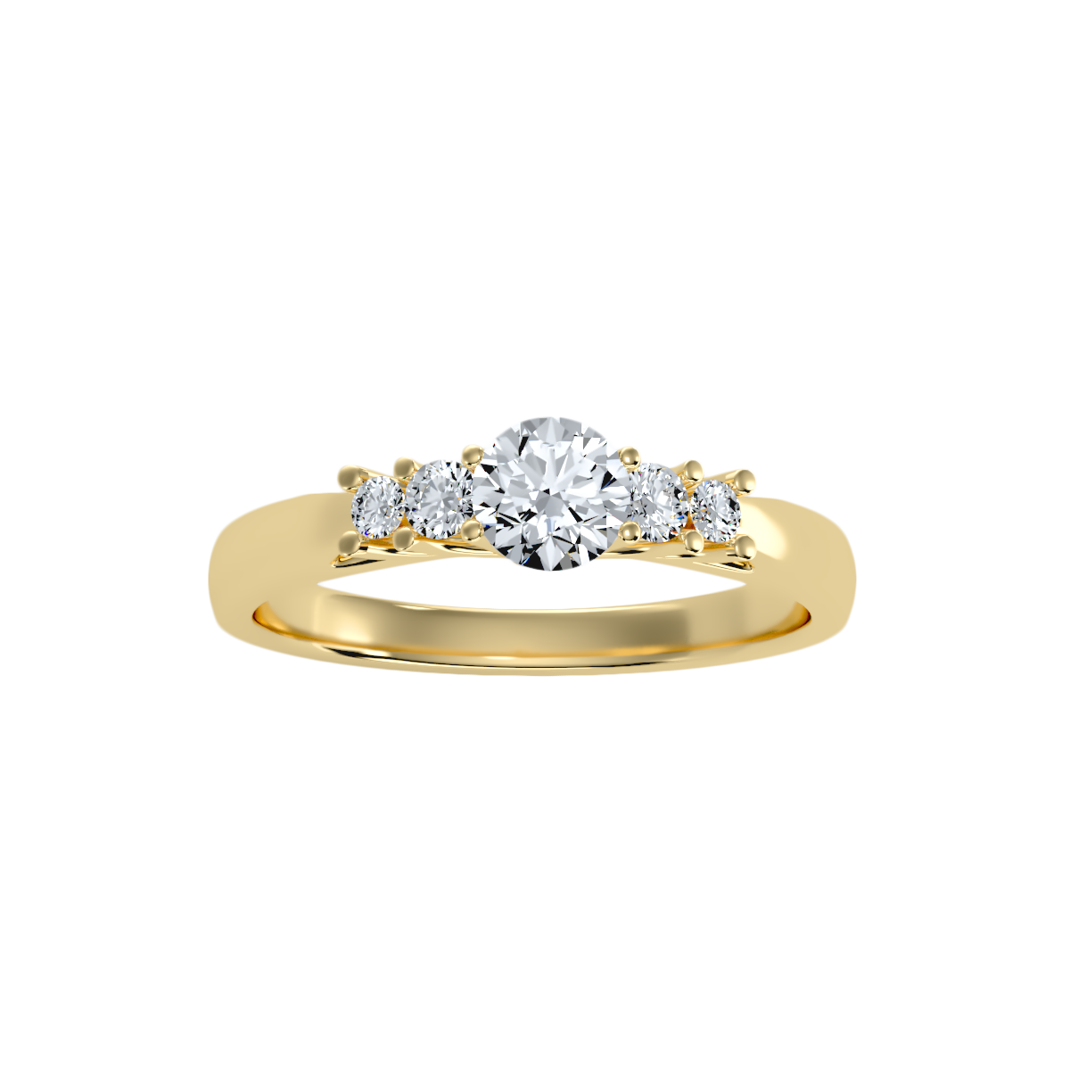 Rose Gold Diamond Engagement Ring With Side Stones And Crown Setting - Thirteen