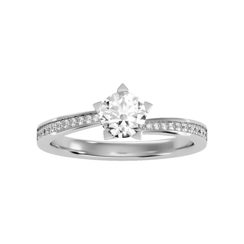 Resplendent Solitaire Ring In 925 Sterling Silver - Six