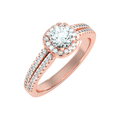 Rose Halo Ring In 925 Sterling Silver - One