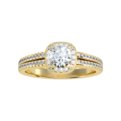 Rose Halo Ring In 925 Sterling Silver - Ten