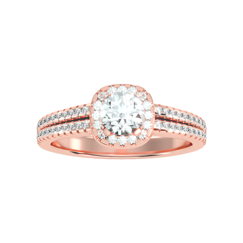 Rose Halo Ring In 925 Sterling Silver - Three