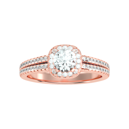 Rose Halo Ring In 925 Sterling Silver - Three