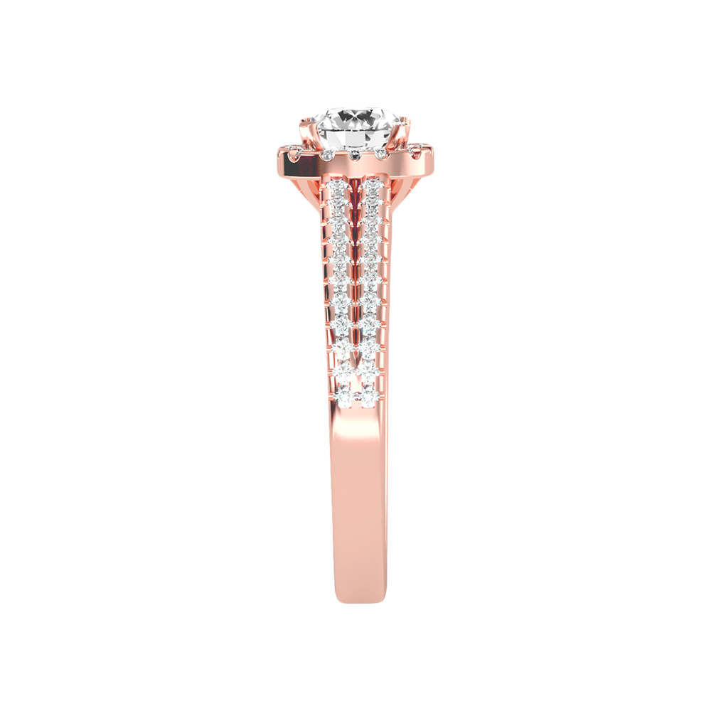 Rose Halo Ring In 925 Sterling Silver - Four
