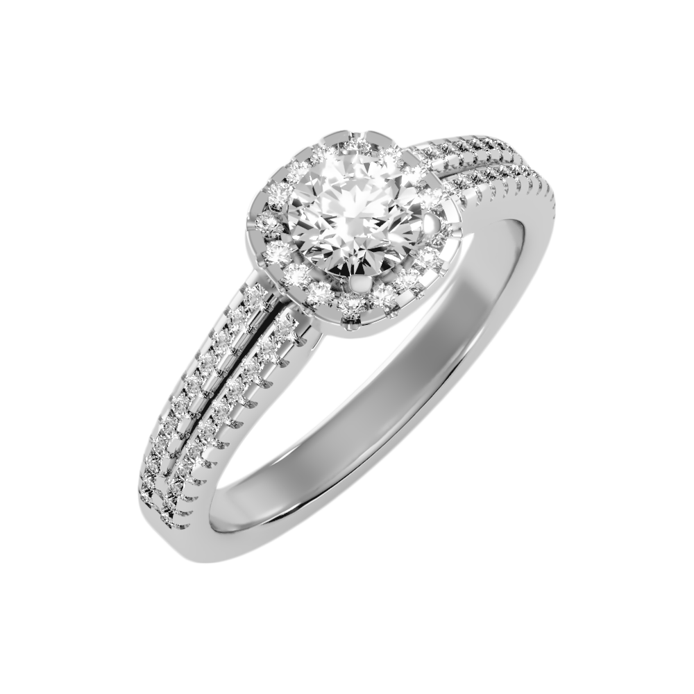 Rose Halo Ring In 925 Sterling Silver - Five