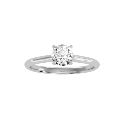 1 Ct Round Moissanite Cathedral Solitaire Engagement Ring in 925 Sterling Silver