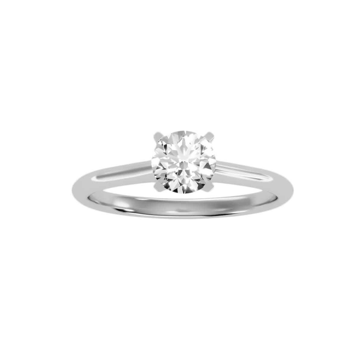 2 Ct Round Moissanite Cathedral Solitaire Engagement Ring in 925 Sterling Silver With Rhodium Plating