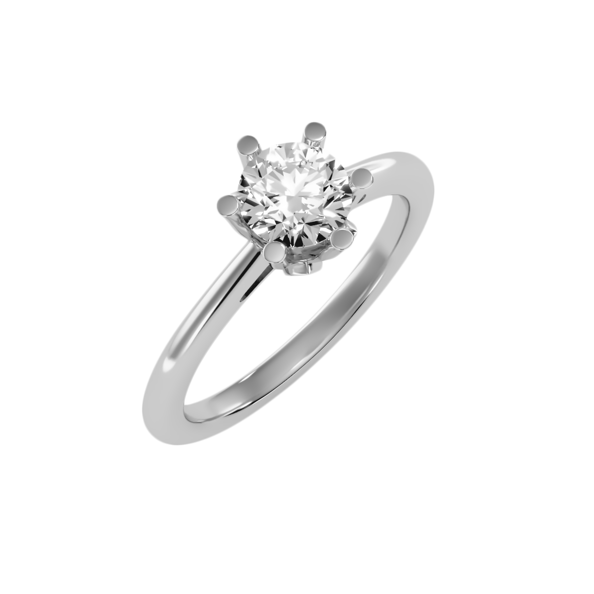 1 Ct Classic 6 Prong Solitaire Moissanite Engagement Ring in 925 Sterling Silver
