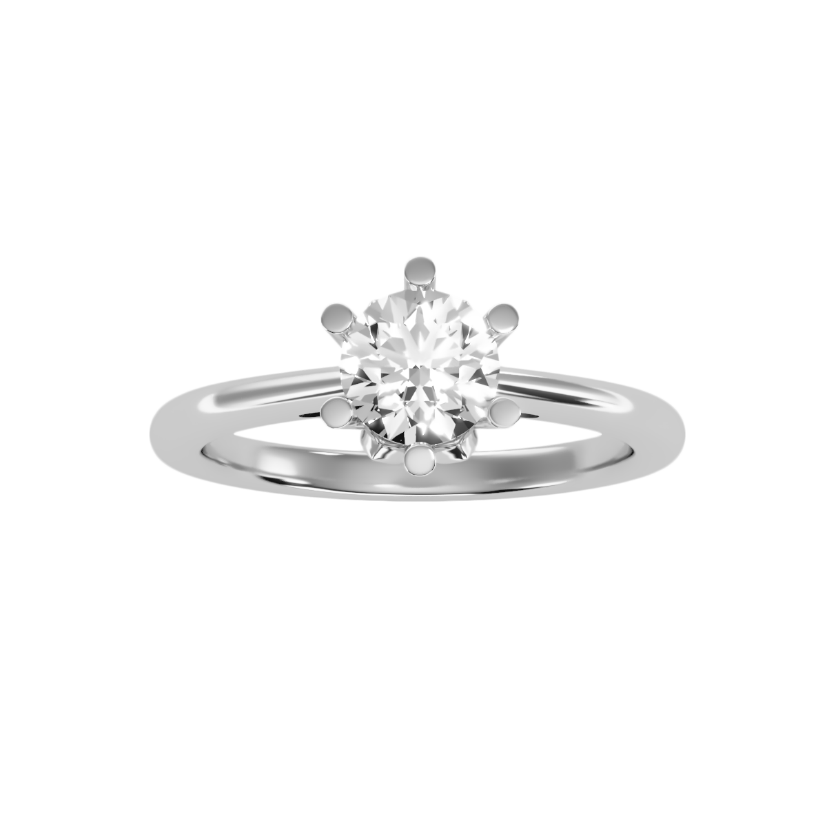 2 Ct. Classic Six Prong Solitaire Moissanite Engagement Ring In 925 Sterling Silver - Ten
