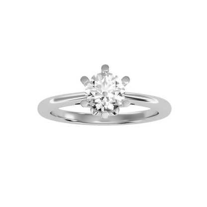 2 Ct. Classic Six Prong Solitaire Moissanite Engagement Ring In 925 Sterling Silver - Ten