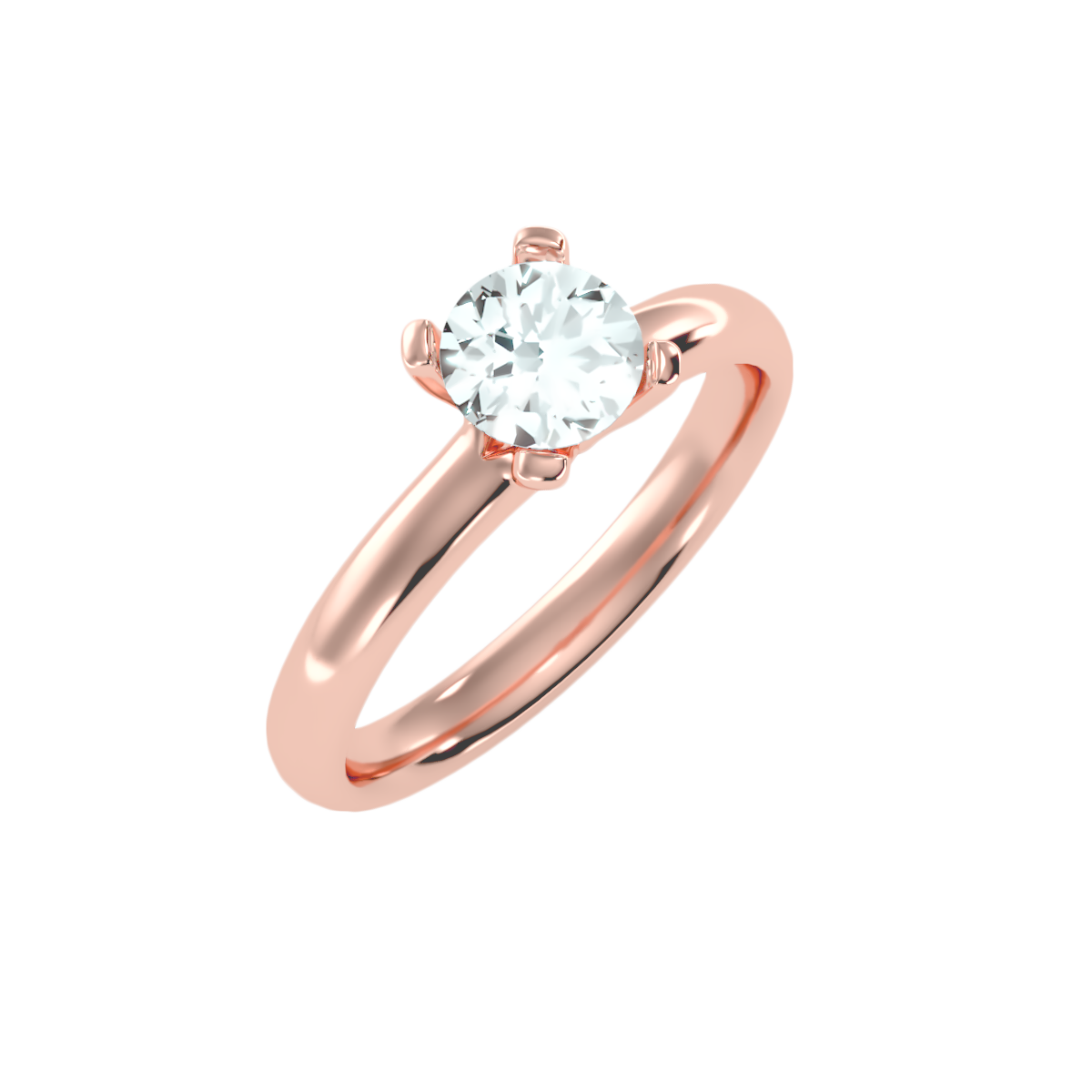 1 Ct Round Moissanite Four Prong Solitaire Engagement Ring in 925 Sterling Silver