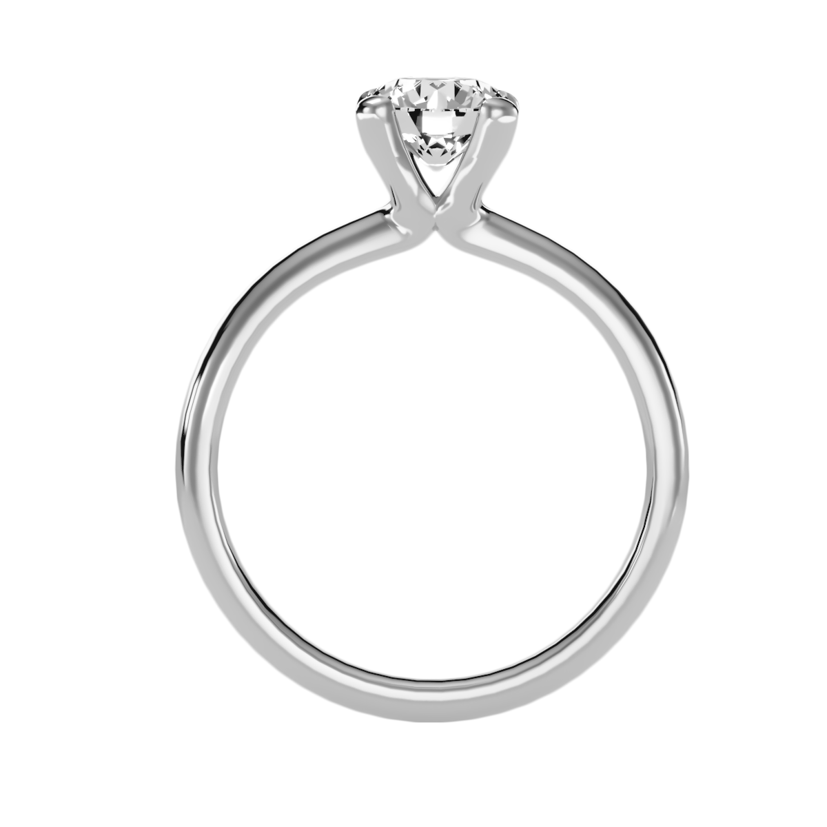 1 Ct Round Moissanite Four Prong Solitaire Engagement Ring in 925 Sterling Silver
