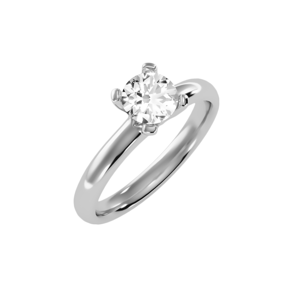 1 Ct Round Moissanite Four Prong Solitaire Engagement Ring in 925 Sterling Silver