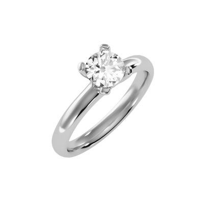 1 Ct Round Moissanite Four Prong Solitaire Engagement Ring in 925 Sterling Silver