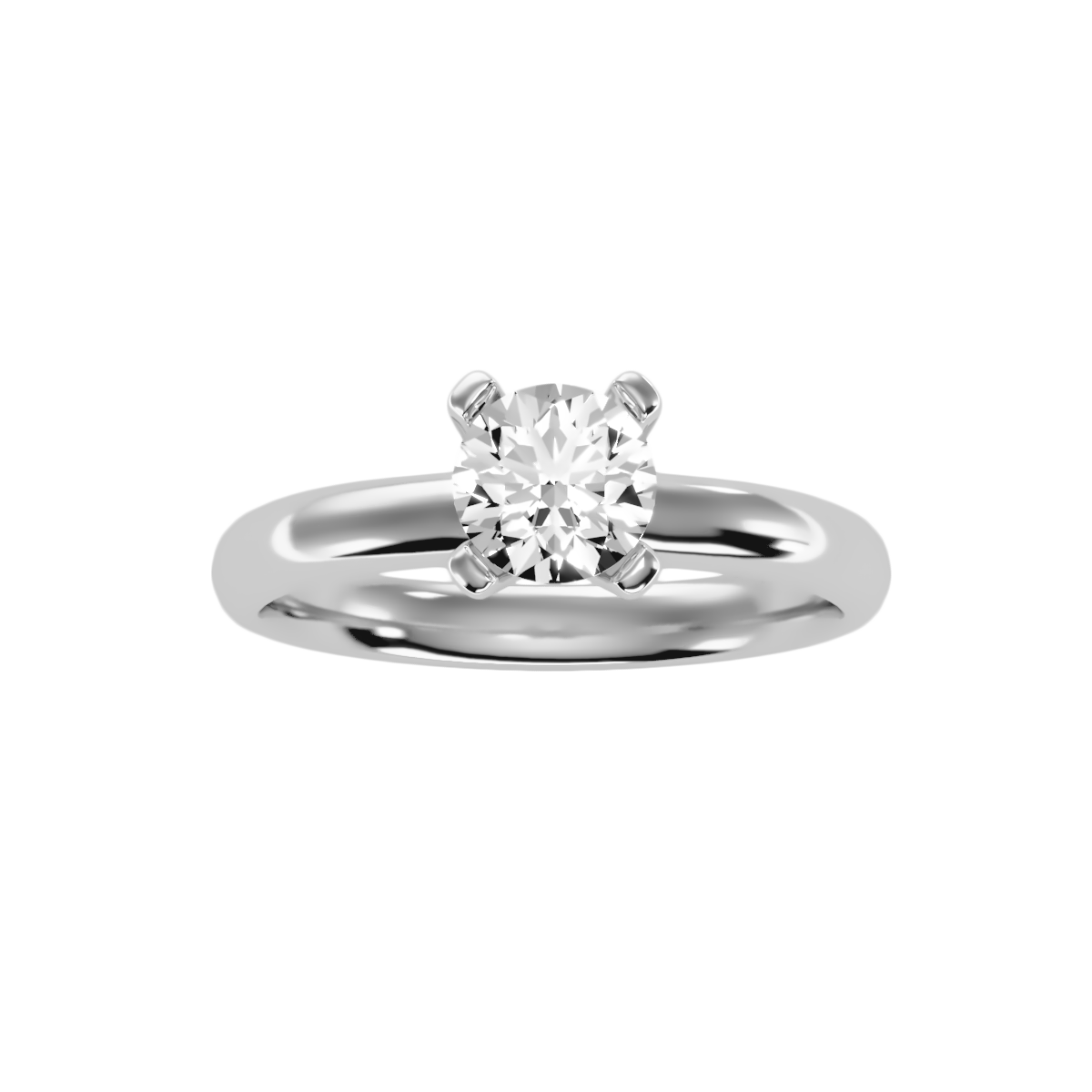1 Ct Round Moissanite Four Prong Solitaire Engagement Ring in 925 Sterling Silver