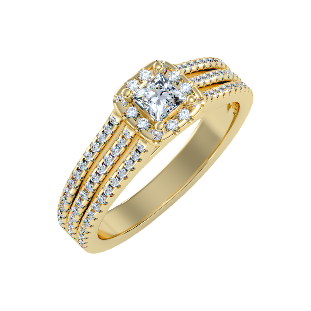 Rustic Halo Solitaire Ring - Ten