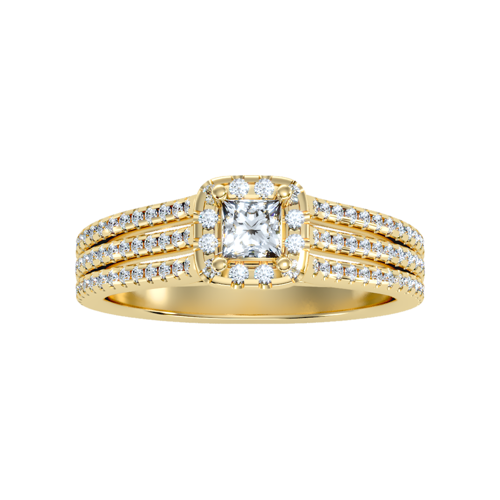 Rustic Halo Solitaire Ring In 925 Sterling Silver - Eleven
