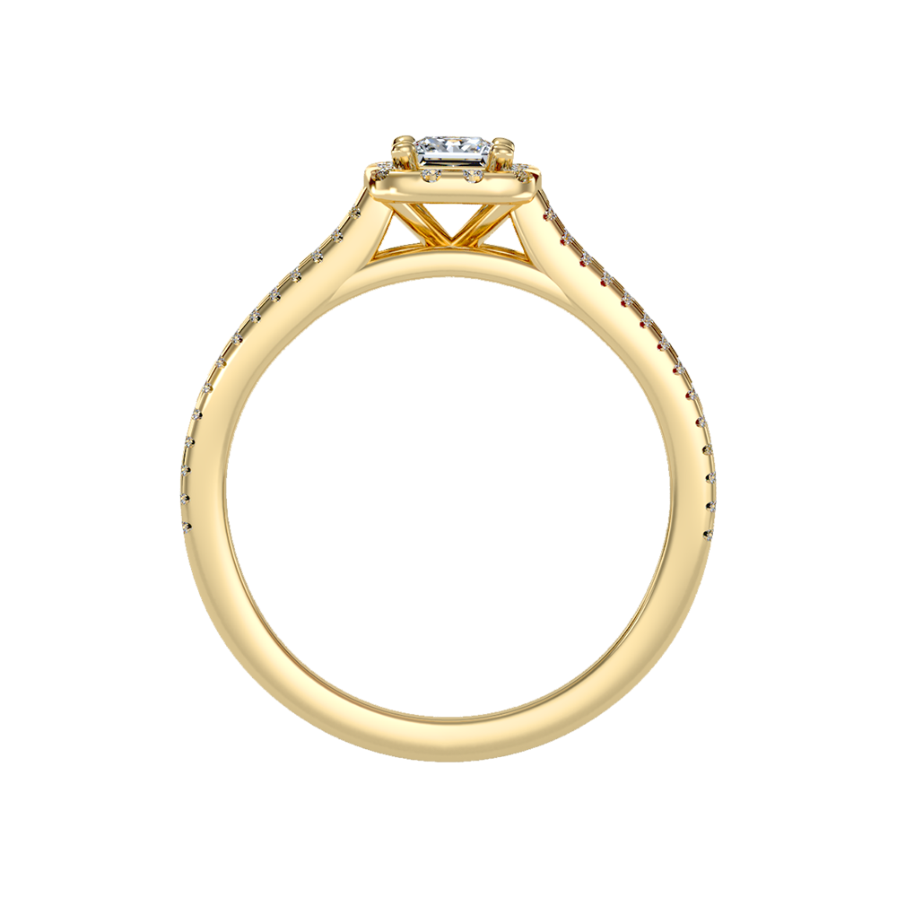 Rustic Halo Solitaire Ring In 925 Sterling Silver - Thirteen