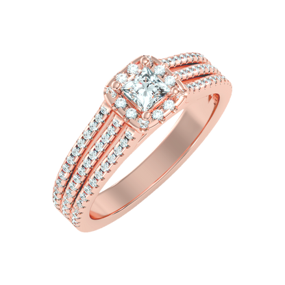 Rustic Halo Solitaire Ring - Two