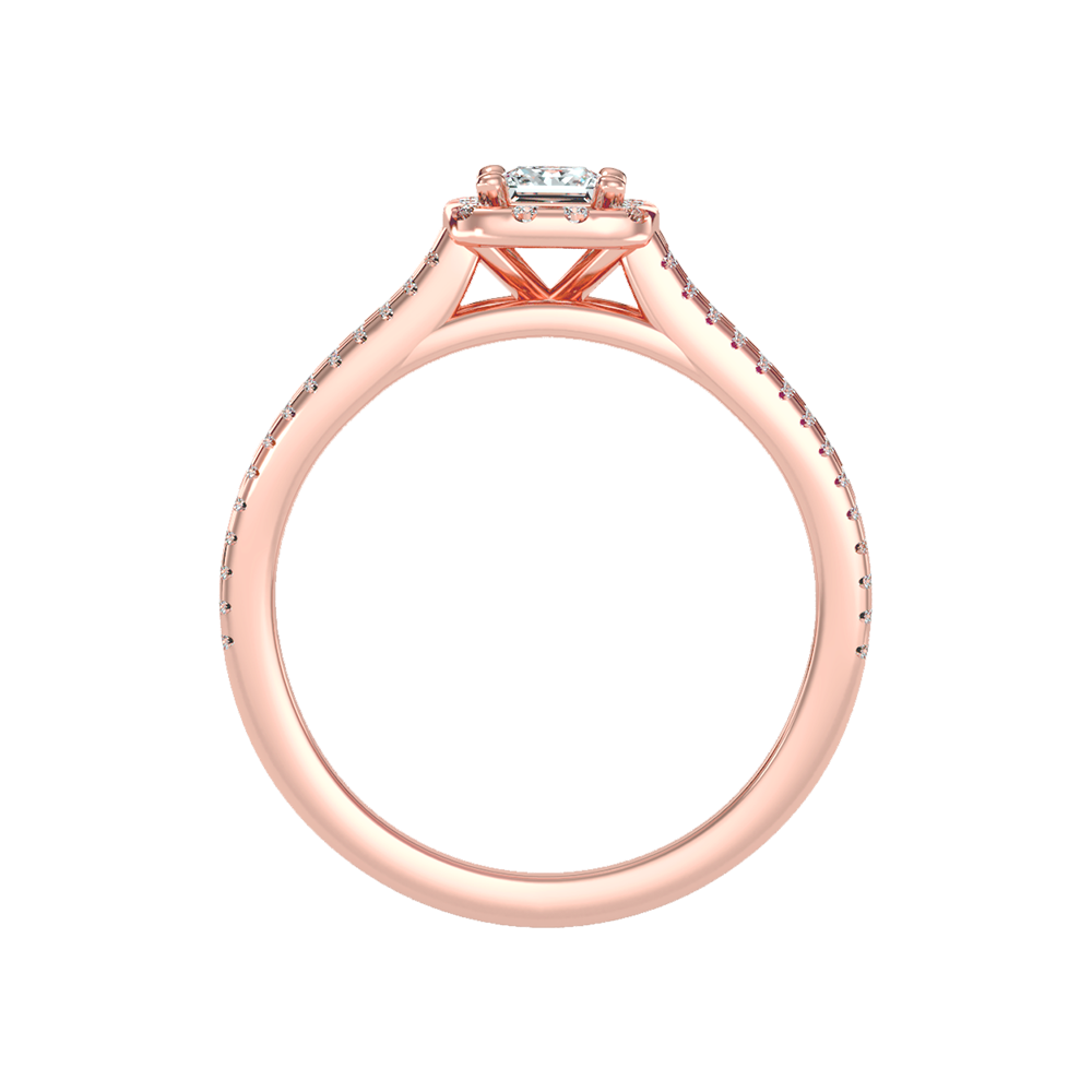 Rustic Halo Solitaire Ring In 925 Sterling Silver - Three