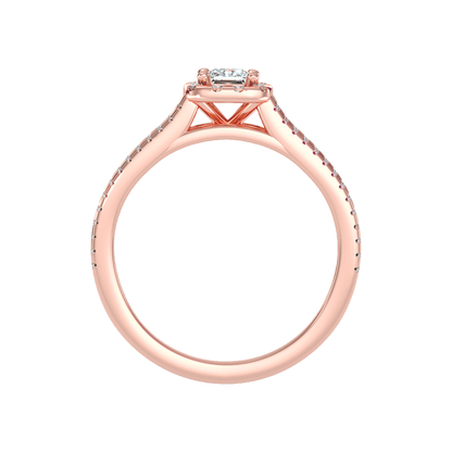 Rustic Halo Solitaire Ring In 925 Sterling Silver - Three