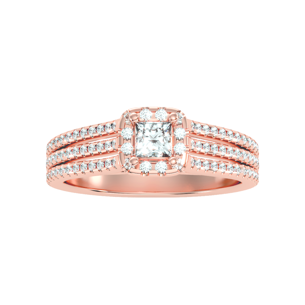 Rustic Halo Solitaire Ring - Four