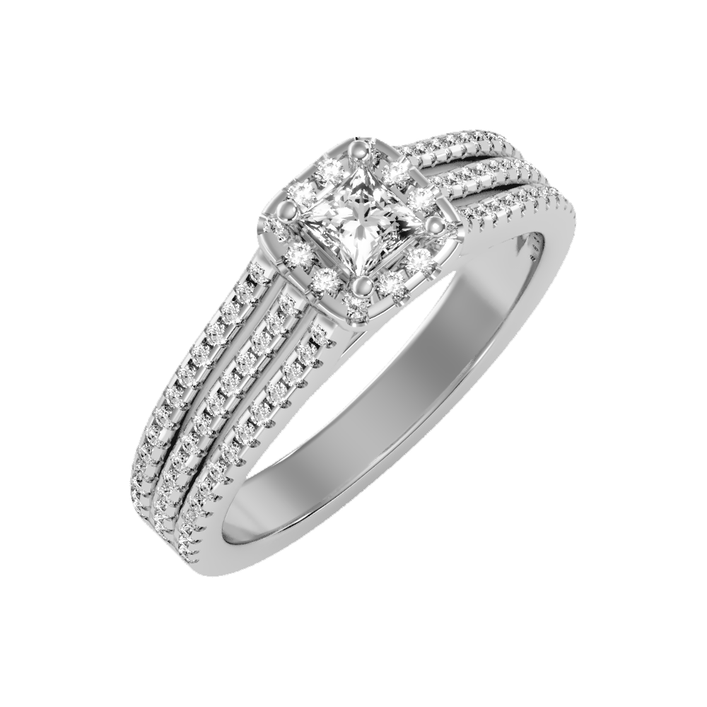 Rustic Halo Solitaire Ring - Six