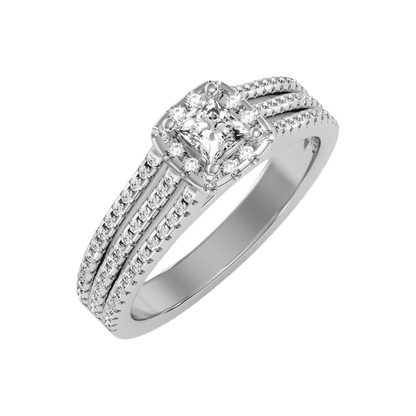 Rustic Halo Solitaire Ring - Six