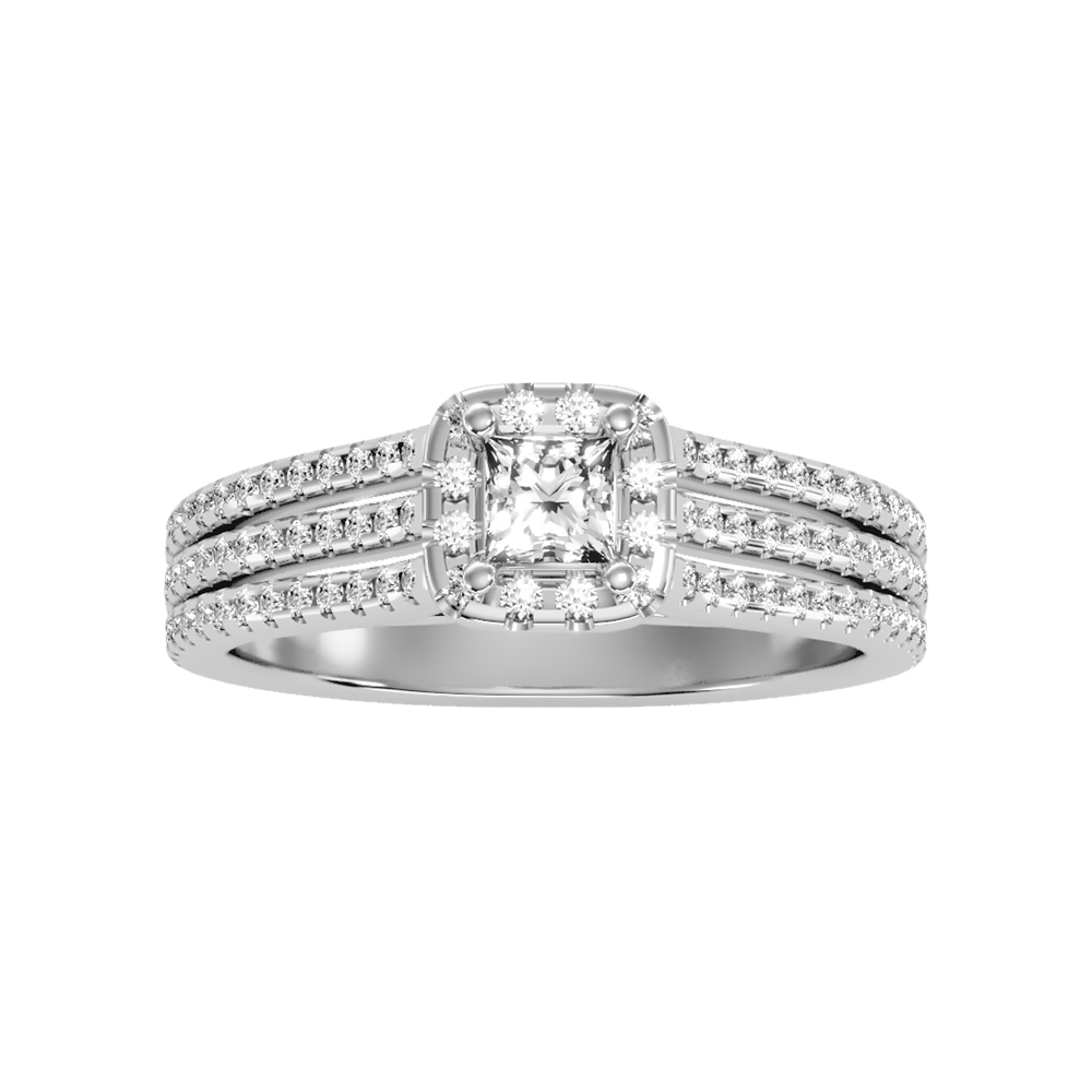 Rustic Halo Solitaire Ring In 925 Sterling Silver - Seven