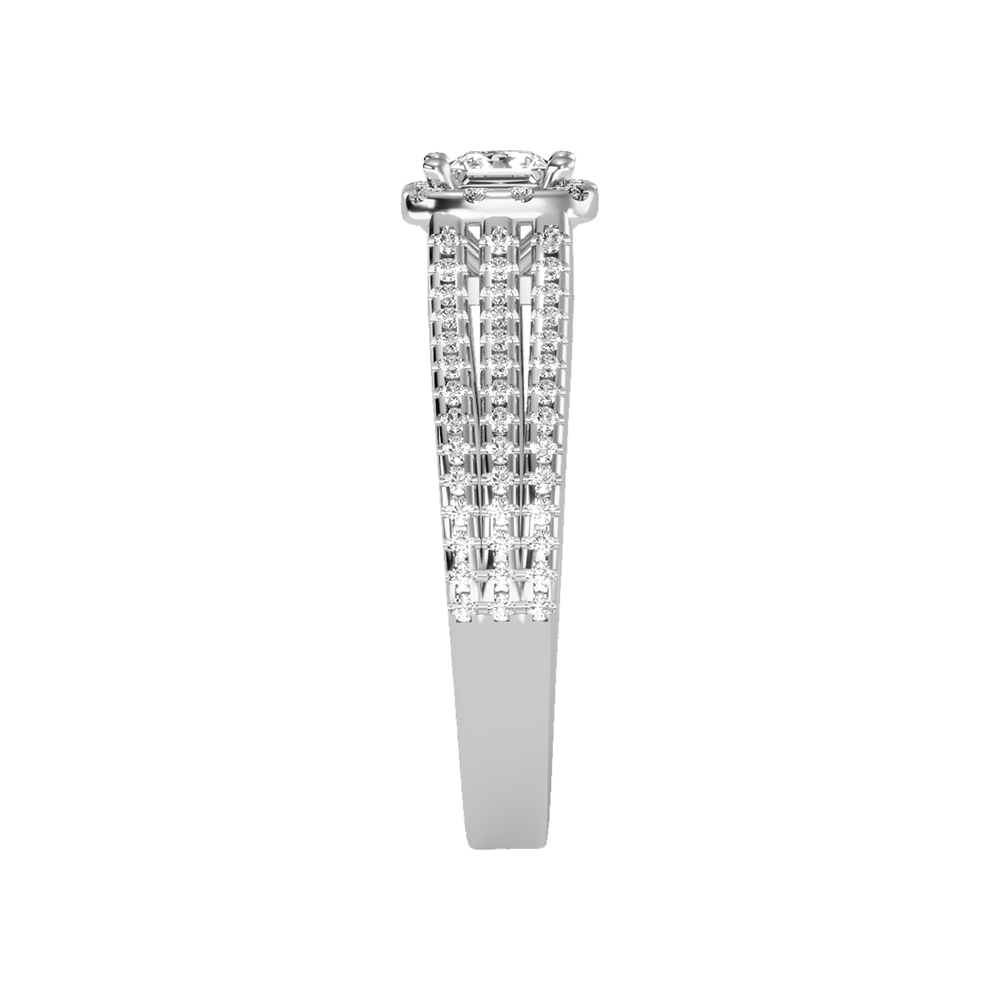 Rustic Halo Solitaire Ring In 925 Sterling Silver - Eight