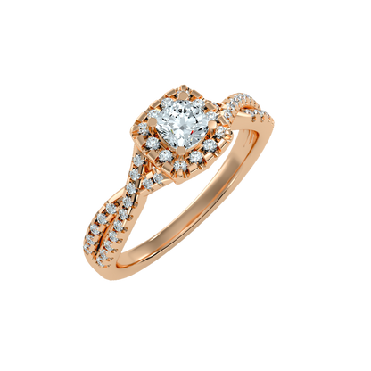 Rose Gold Cushion Halo Diamond Engagement Ring With Filigree Detail - Five
