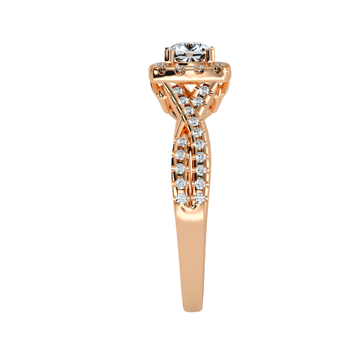 Rose Gold Cushion Halo Diamond Engagement Ring With Filigree Detail - Three