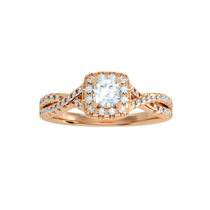 Rose Gold Cushion Halo Diamond Engagement Ring With Filigree Detail - Four