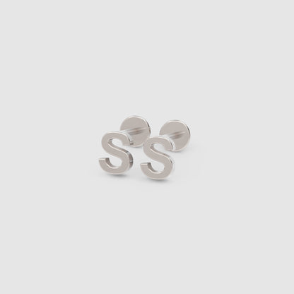Gold Letter S Initial Stud Earrings - Seven