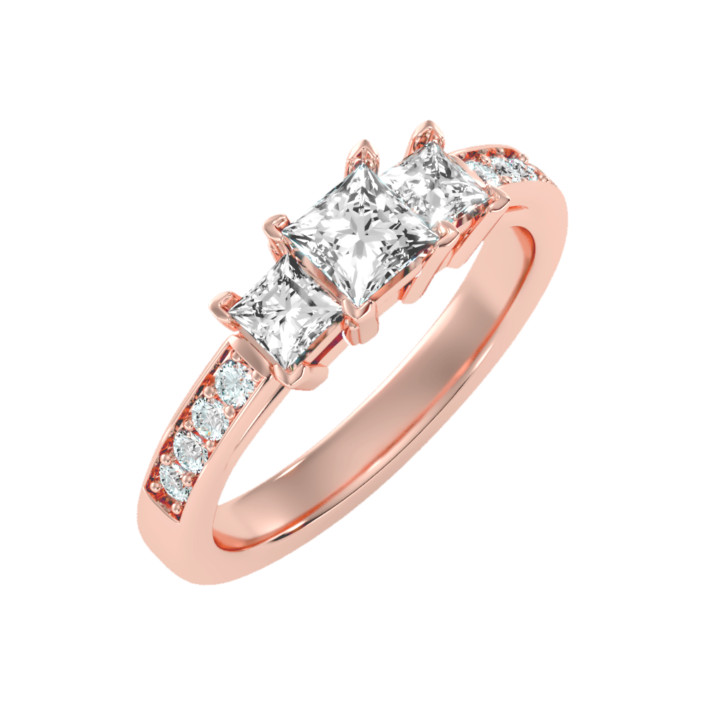 Scintillating Tri Stone Ring In 925 Sterling Silver - One