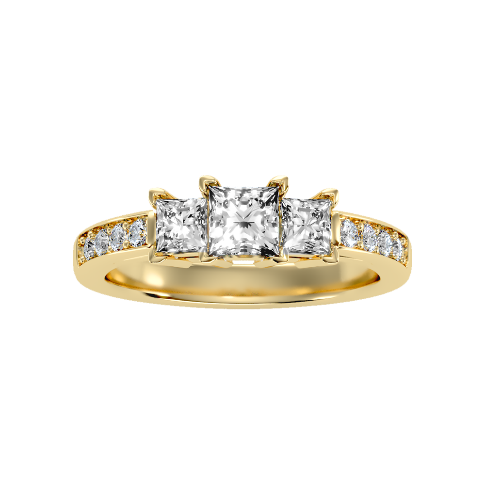 Scintillating Tri Stone Ring In 925 Sterling Silver - Ten
